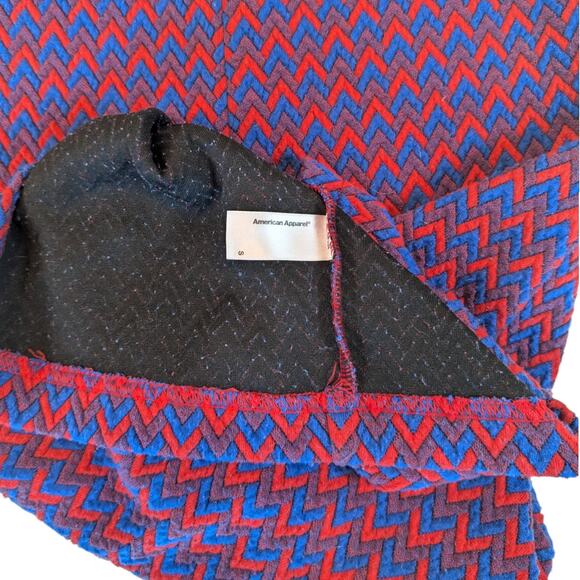 American Apparel Chevron Print Red Blue Bodycon Pencil Midi Skirt Women’s Small - Picture 6 of 8